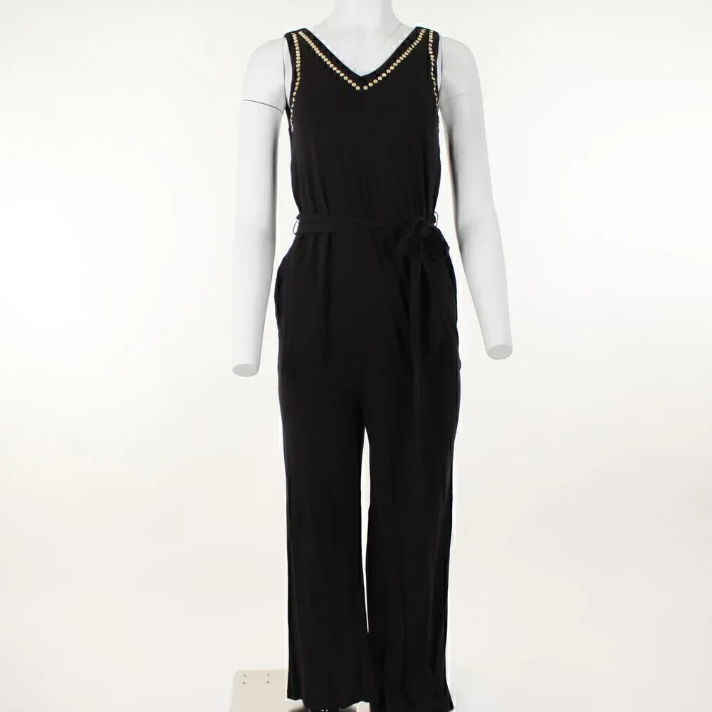Michael Michael Kors Studded Belted Jumpsuit - Black